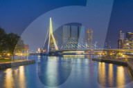 Netherlands, South Holland, Rotterdam, Erasmusbrug, Erasmus Bridge and Wilhelminakade 137, De Rotterdam, The Rotterdam Building
