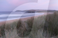 The dunes and beach at Constantine Bay, Cornwall, England.