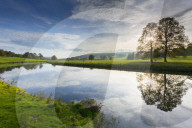River Derwent in Chatsworth Park, Peak District National Park, Derbyshire, England, United Kingdom, Europe