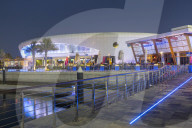 Bars in Yas Marina at dusk, Abu Dhabi, Yas Island Abu Dhabi, UAE, Middle East, Asia
