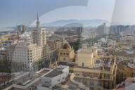 Elevated view of Alameda Principal, Malaga, Costa Del Sol, Andalusia, Spain, Europe