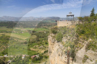 View of Andalusian countryside and Alameda Del Tajo, Ronda, Andelusia, Spain, Europe