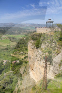 View of Andalusian countryside and Alameda Del Tajo, Ronda, Andelusia, Spain, Europe