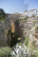 View of Ronda and Puente Nuevo from Jardines De Cuenca, Ronda, Andelusia, Spain, Europe