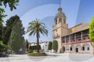 View of Parroquia Santa MarÃ­a la Mayor in Plaza Duquesa de Parcent, Ronda, Andelusia, Spain, Europe