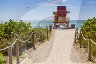 Lifeguard station on South Beach, Miami Beach, Miami, Florida, United States of America, North America