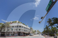 Wide view of Ocean Drive and Art Deco architecture, Miami Beach, Miami, Florida, United States of America, North America