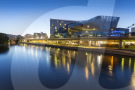 View of Waterfront Hotel at dusk near Town Hall, Stockholm, Sweden, Scandinavia, Europe