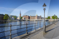 View of Riddarholmen Church from Gamla Stan, Riddarholmen, Stockholm, Sweden, Scandinavia, Europe