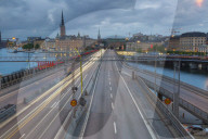 Riddarholmen Church and city skyline, Centralbron from Sodermalm, Stockholm, Sweden, Scandinavia, Europe