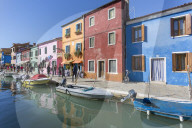 Canal and Colourful Facade, Burano, Veneto, Italy, Europe