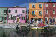 Canal and Colourful Facade, Burano, Veneto, Italy, Europe