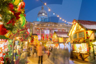 Christmas Market in the Old Town Square, Nottingham, Nottinghamshire, England, United Kingdom, Europe