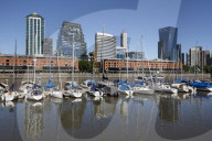 Old warehouses and office buildings from marina of Puerto Madero, San Telmo, Buenos Aires, Argentina, South America