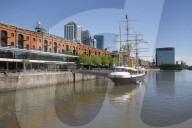 Old warehouses and office buildings from marina of Puerto Madero, San Telmo, Buenos Aires, Argentina, South America