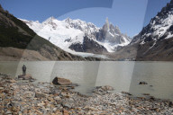 Laguna Torre with view of Cerro Torre and Glaciar Grande, El Chalten, Patagonia, Argentina, South America