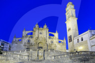 Cathedral of San Salvador at night, Jerez de la Frontera, Cadiz province, Andalucia, Spain, Europe