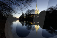 Holy Trinity Church on the River Avon at dusk, Stratford-upon-Avon, Warwickshire, England, United Kingdom, Europe