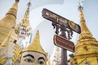 Planetary post at Shwedagon Pagoda, Yangon, Myanmar