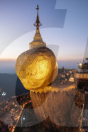 Mount Kyaiktiyo (Golden Rock) at twilight, Mon State, Myanmar, Asia