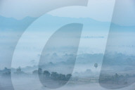 View from Kaw Gon Pagoda at dawn, Hpa-an, Kayin State. Myanmar, Asia