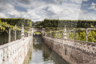 The gardens in the Chateau de Villandry of the Loire Valley, France.