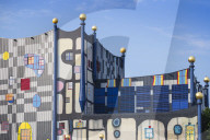 Austria, Vienna, Spittelau, Fernwarme power plant, whose facade was redesigned by eco-architect Friedensreich Hundertwasser