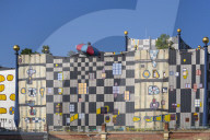 Austria, Vienna, Spittelau, Fernwarme power plant, whose facade was redesigned by eco-architect Friedensreich Hundertwasser
