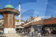 Bosnia and Herzegovina, Sarajevo, Bascarsija - The Old Quarter, Bascarsija Square, The Sebilj, an Ottoman-style wooden fountain