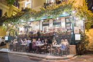 Restaurants at night, Athens, Plaka District, Attica Region, Greece