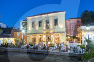 Restaurants at night, Athens, Plaka District, Attica Region, Greece