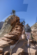Hiking the Angel's Landing Trail in Zion National Park, Utah, USA.
