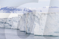 Glacier face at Negribreen, Eastern coast of Spitsbergen, an island in the Svalbard Archipelago, Norway.