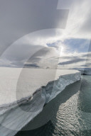Glacier face at Negribreen, Eastern coast of Spitsbergen, an island in the Svalbard Archipelago, Norway.