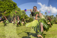 Children from the township of Waitabu perform traditional dance on Taveuni Island, Republic of Fiji.
