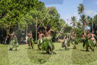 Children from the township of Waitabu perform traditional dance on Taveuni Island, Republic of Fiji.