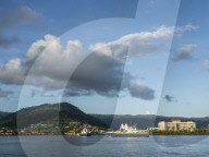 Apia Harbor on the island of Upolu, the second largest island in Samoa.