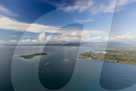 Aerial view of South Seas Island, just offshore from Viti Levu, Republic of Fiji.