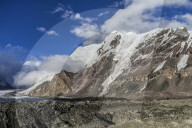 Engilchek Glacier and Khan Tengri Mountain, Central Tian Shan Mountain range, Border of Kyrgyzstan and China, Kyrgyzstan