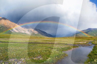 Rainbow over Naryn gorge, Naryn Region, Kyrgyzstan