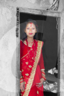 Nepalese woman of the Tharu ethnic group, portrait, Chitwan, Nepal
