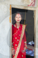 Nepalese woman of the Tharu ethnic group, portrait, Chitwan, Nepal