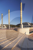 Palau Sant Jordi hall, Architekt Arata Isozaki, Olympic Stadium's complex, Placa d'Europa, Montjuic, Barcelona, Catalonia, Spain