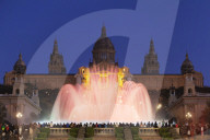 Font Magica, Magic Fountain at Palau Nacional /Museu Nacional d'Art de Catalunya, Montjuic, Barcelona, Catalonia, Spain