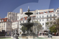 Rossio, Praca Dom Pedro IV, Convento do Carmo monastery, Baixa, Lisbon, Portugal