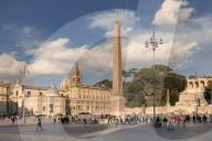 Piazza del Popolo Square, Obelisco Falminio obelsik, Rome, Latium, Italy