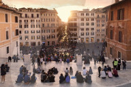 View from Spanish Steps, at sunset, Piazza di Spagna, Rome, Latium, Italy