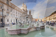 Fontana del Moro Fountain, Sant'Agnese in Agone Church, Piazza Navona Square, Rome, Lazio, Italy