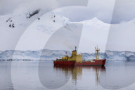 Chilean naval supply vessel, Almirante Oscar Viel, delivers Summer team, Gonzalez Videla Station, Waterboat Point, Antarctica
