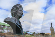 Margaret Thatcher bronze statue, 1982 Falklands War Memorial, Liberation Monument, Stanley, Port Stanley, Falkland Islands